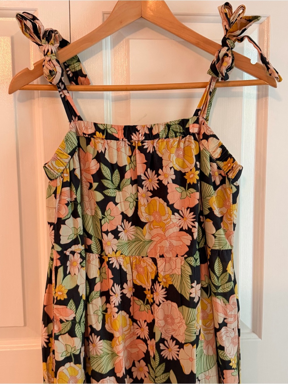 Anthropologie Black Floral Maxi Dress with Pink, Yellow & Green Print - Picture 6 of 10